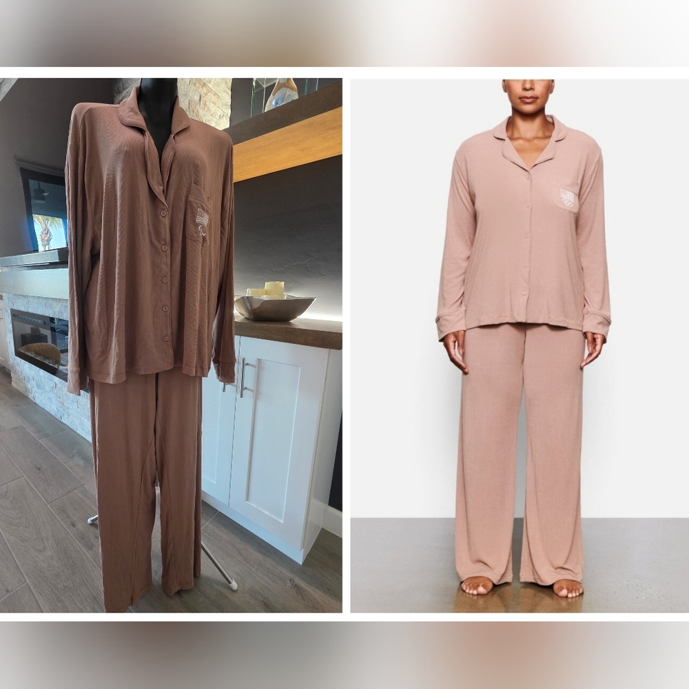 SKIMS Ribbed Button-Up Pajama Set